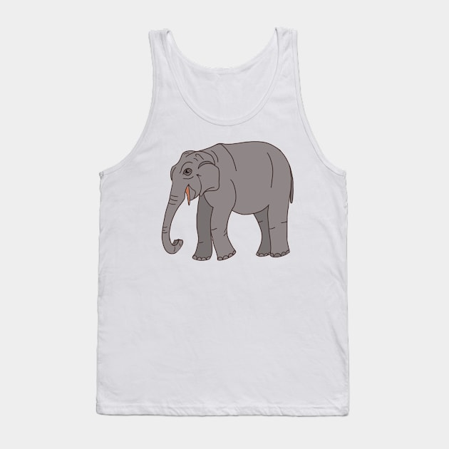 Sri Lankan Asian Elephant - Male - Cartoon Tank Top by eeliseart